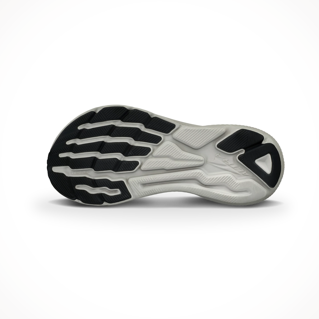 Product image: Altra Womens Experience Flow Grey White, showing the outsole tread pattern.
