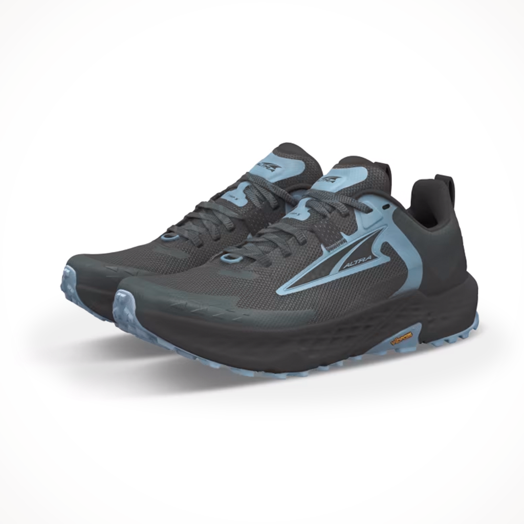 Product image: Altra Womens Timp5Black Grey, shown from a three-quarter angled view.