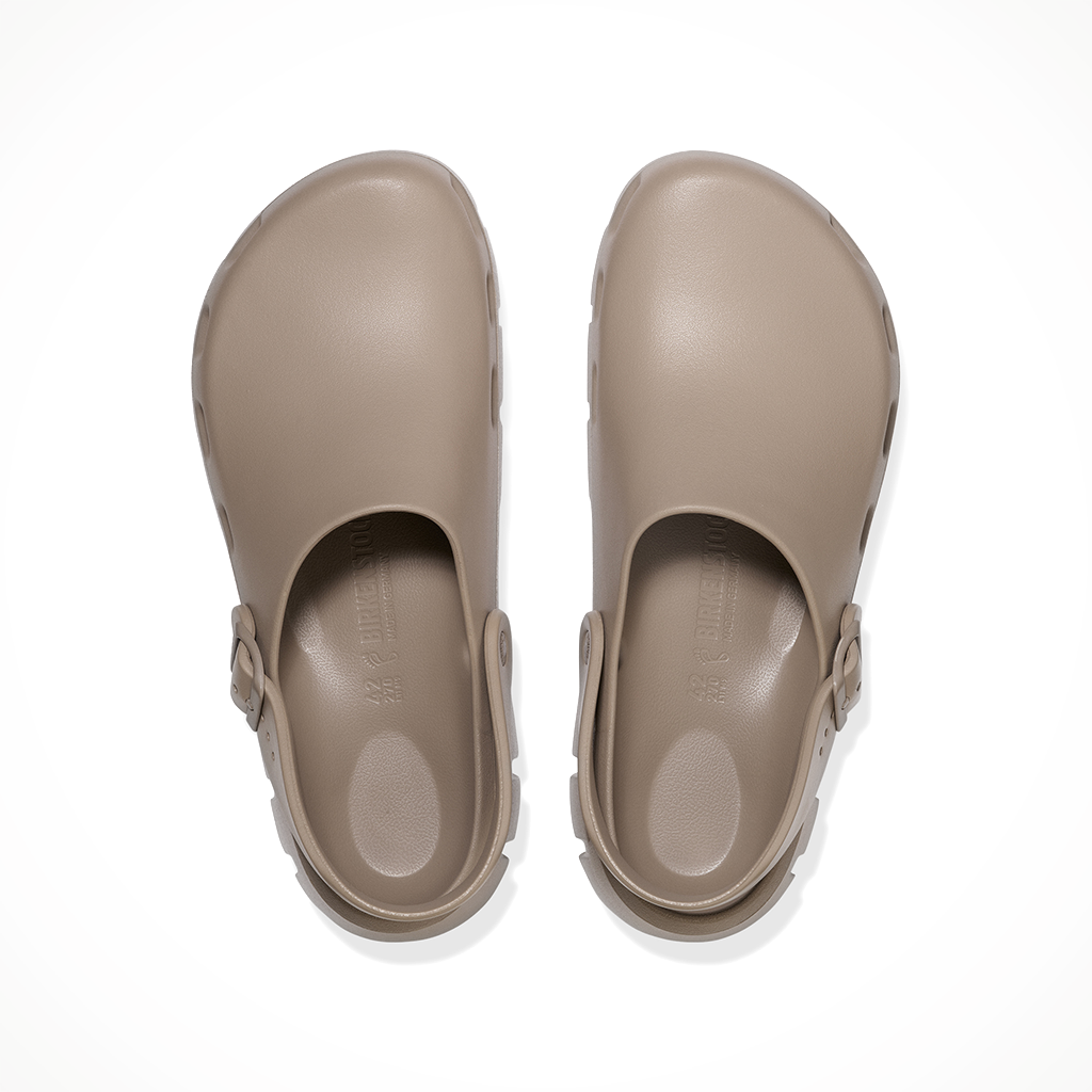 Product image: Birkenstock Birki Flow Grey Taupe mens 2025, shown from above.