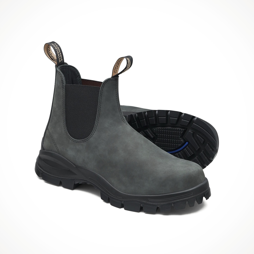 Product image: Blundstone Lug Chelsea Boot 2238 Rustic Black Wo Mens 2024, shown as a pair.