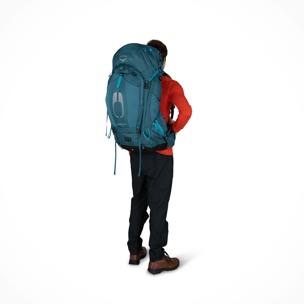 Camping Backpacks Mens Osprey Atoms AG 65 Venturi Blue Model Back