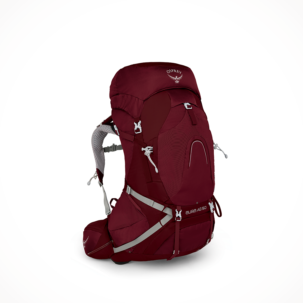 Camping Backpacks Womens Osprey Aura AG 50 Gamma Red Iso