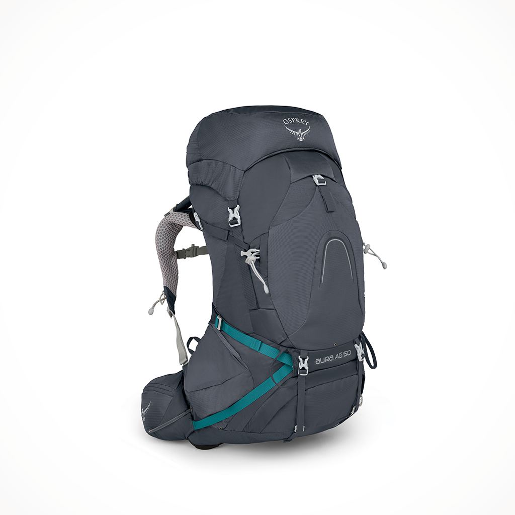 Camping Backpacks Womens Osprey Aura AG 50 Vestal Grey Iso