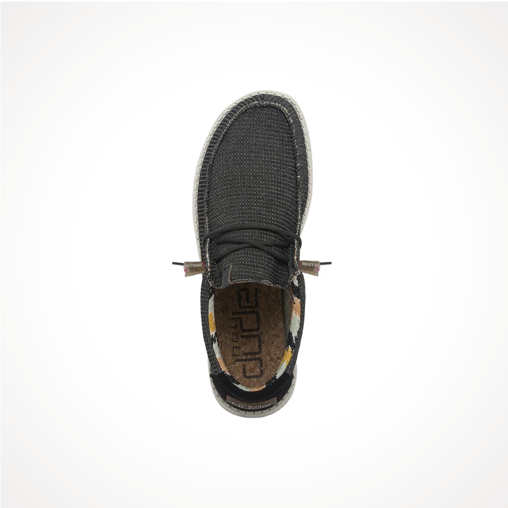 Product image: Footwear Hey Dude Mens Wally Knit Charcoal, shown from above.