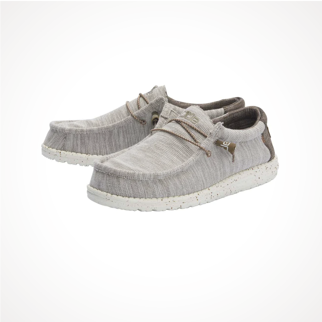 Product image: Footwear Hey Dude Mens Wally Stretch Limestone, shown from a three-quarter angled view.