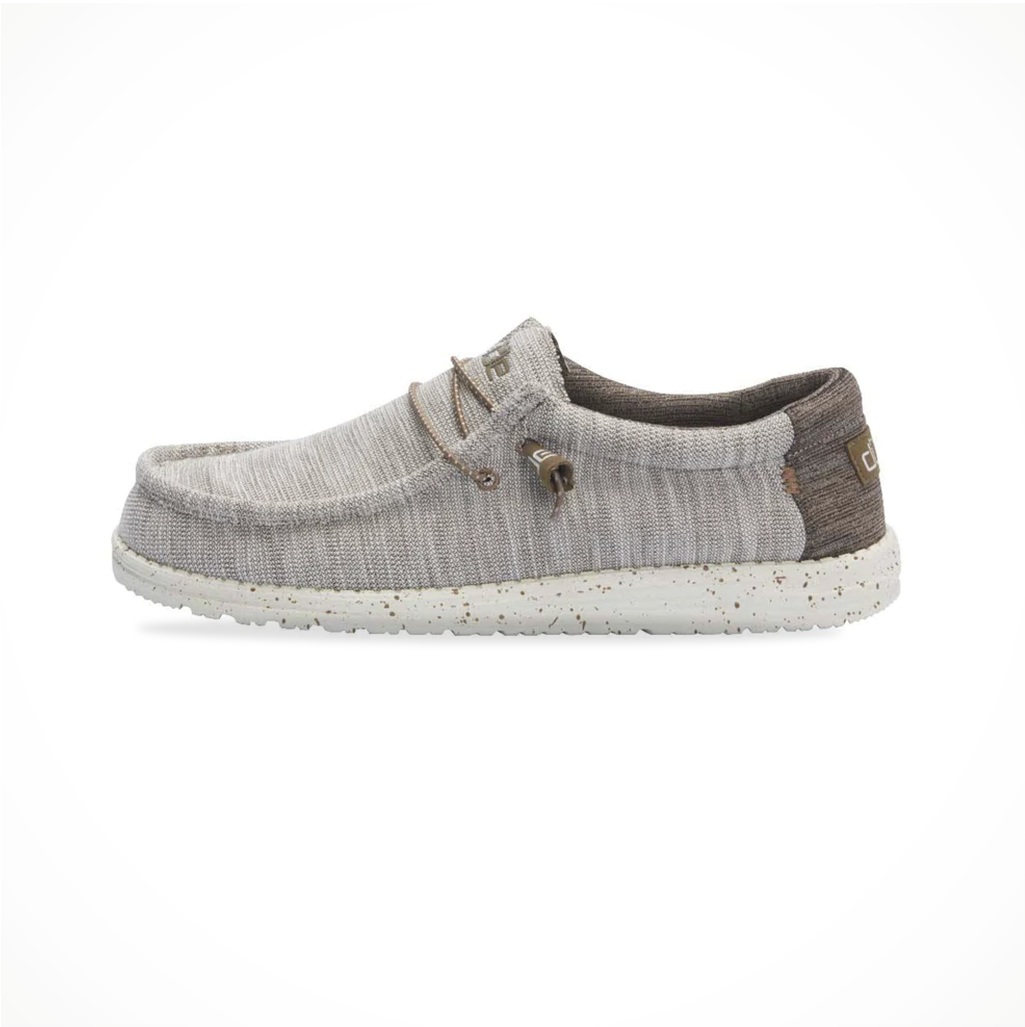 Product image: Footwear Hey Dude Mens Wally Stretch Limestone, side profile view.