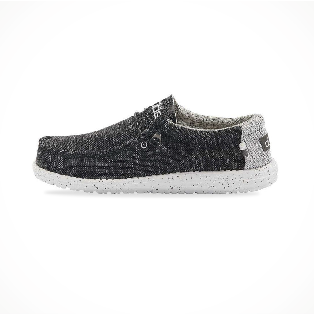 Product image: Footwear Hey Dude Mens Wally Stretch Meteorite, side profile view.