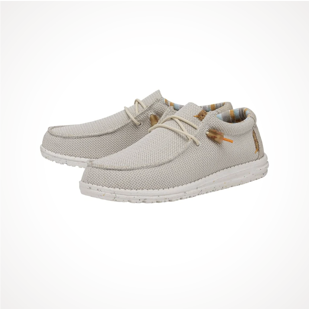 Product image: Footwear Hey Dude Mens Wally Stretch Tofu, shown from a three-quarter angled view.