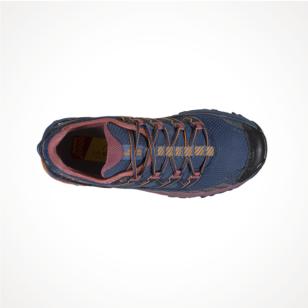 Product image: Footwear La Sportiva Womens Ultra Raptor II Denim Rouge, shown from above.