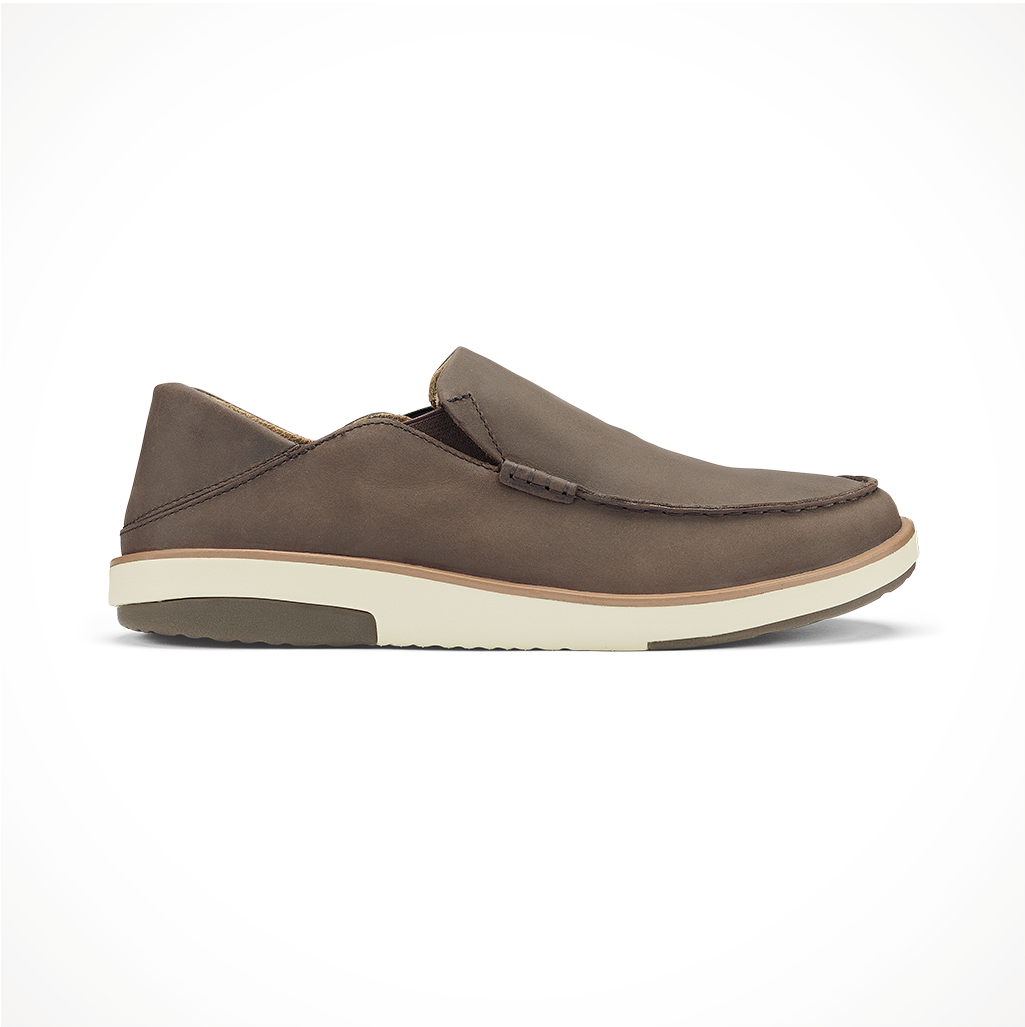 Product image: Footwear Olukai Mens Kalia Dark Wood, side profile view.