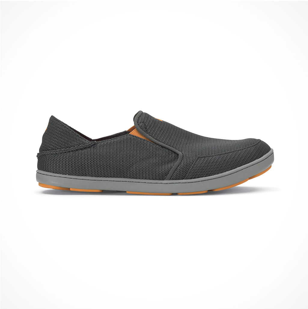 Product image: Footwear Olukai Mens Nohea Mesh Dark Shadows, side profile view.