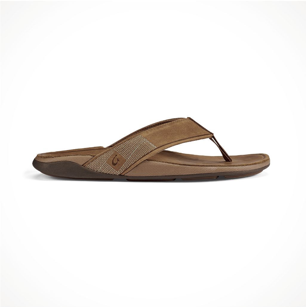 Product image: Footwear Olukai Mens Tuahine Toffee, side profile view.