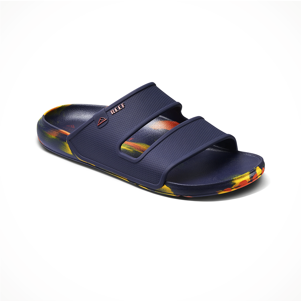 Product image: Footwear Reef Mens Oasis Double Up Navy Sunset, shown from a three-quarter angled view.