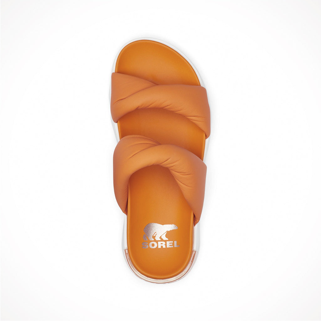 Product image: Footwear Sorel Womens Viibe Twist Slide Koi Sea Salt, shown from above.