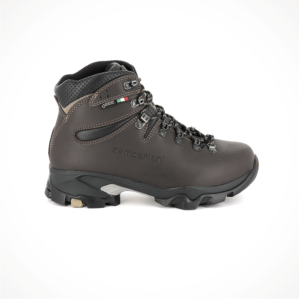 Product image: Footwear Zamberlan Mens VIOZ GTX Dark Brown, side profile view.