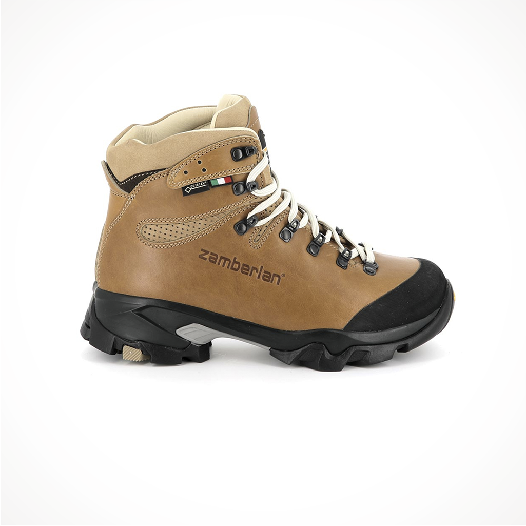 Product image: Footwear Zamberlan Womens Vioz Lux GTX RR Waxed Camel, side profile view.