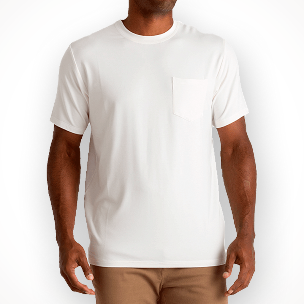 Product image: Free F Ly Bamboo Flex Pocket Tee Brigh T White Mens 2026, shown in primary marketing view.