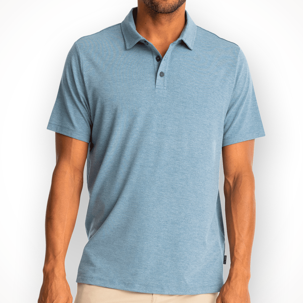 Product image: Free F Ly Bamboo Flex Polo II Heather Deepwater Mens 2026, shown in primary marketing view.