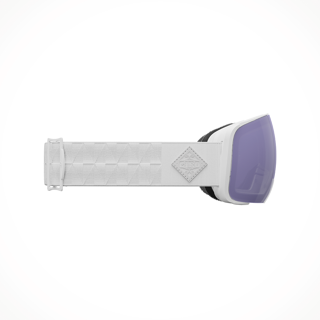 Product image: Giro Comp White Bliss Vivid Haze Goggles 2025, shown from the right side profile.