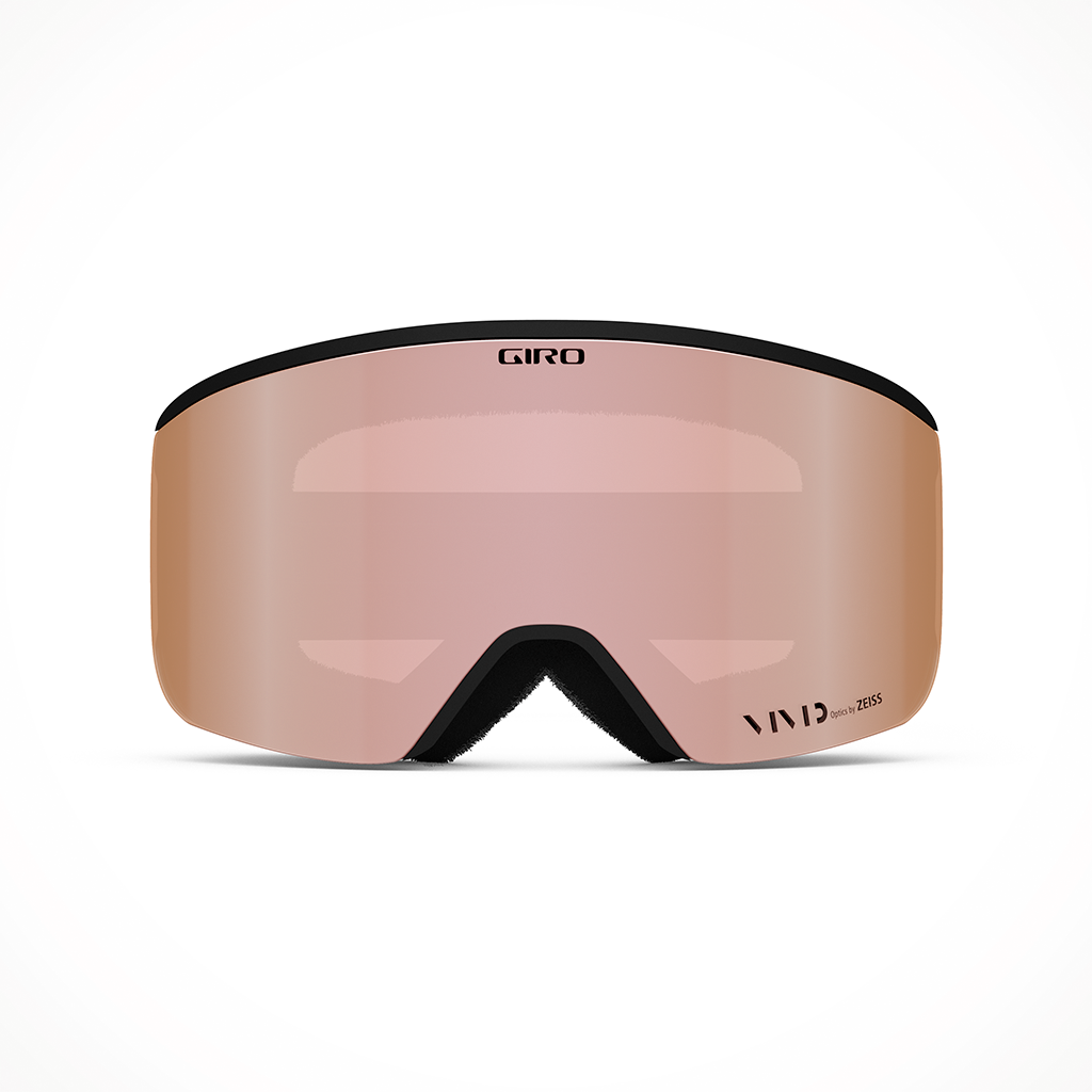 Product image: Giro Ella Blk White Lux Vivid Rose Gold Goggle, shown from the front.