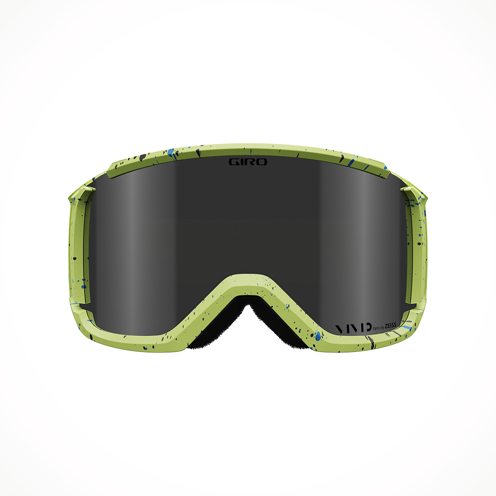 Product image: Giro Revolt Green Glow Syndrome Vivid Jet Black Goggle 25, shown from the front.