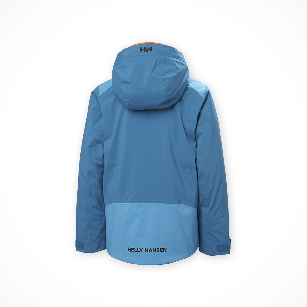 Product image: Helly Hansen Alpha Jacket Cerulean Blue Kids 2025, shown from the back.