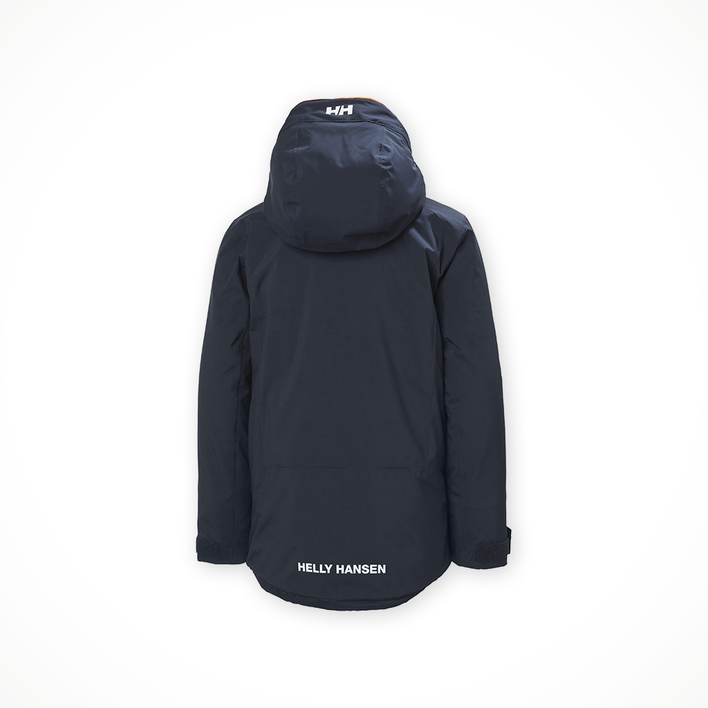Product image: Helly Hansen Alpha Jacket Navy Kids 2025, shown from the back.
