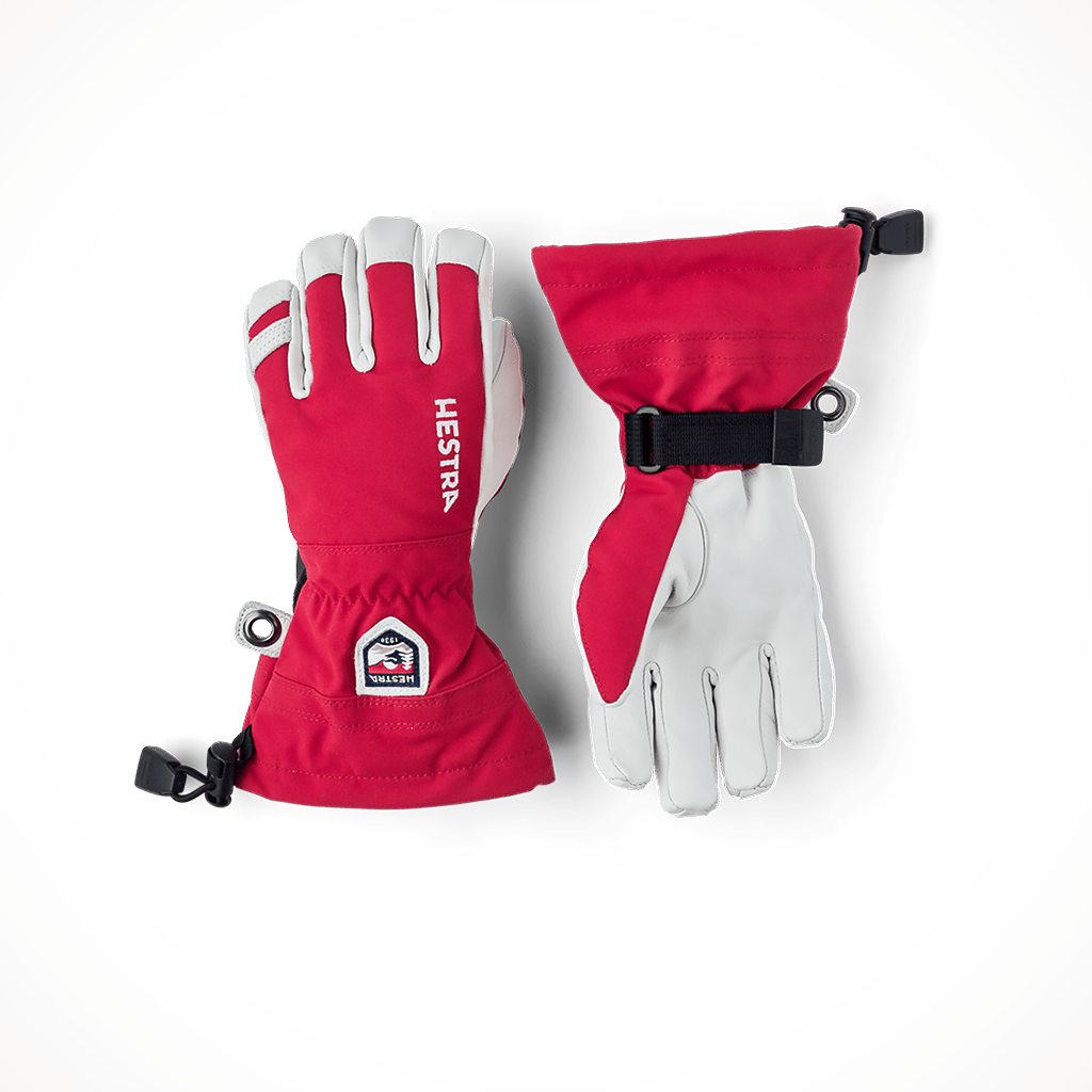 Product image: Hestra Army Leather Heli Ski Jr Red Kids 2024, shown in primary marketing view.