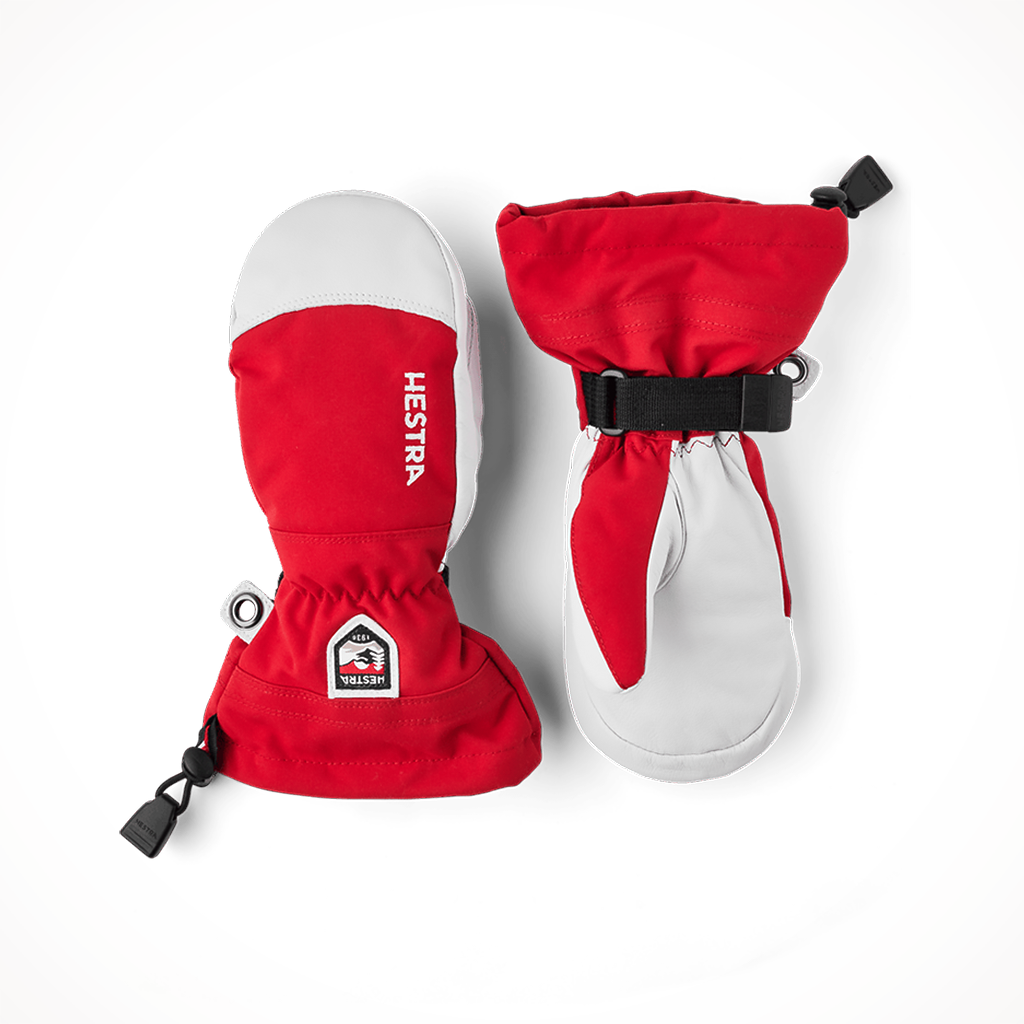 Product image: Hestra Army Leather Heli Ski Mitt Red Kids 2024, shown in primary marketing view.