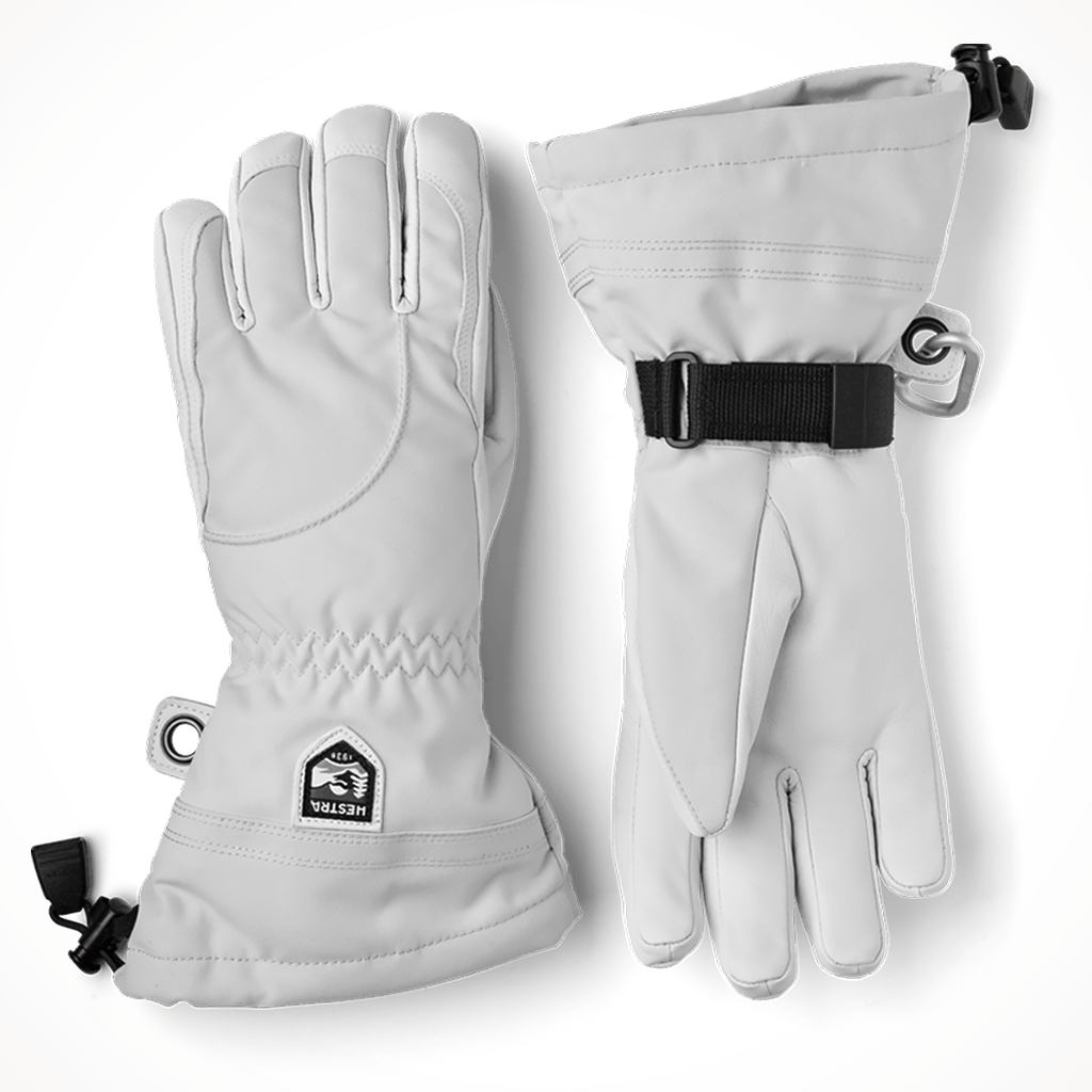 Product image: Hestra Heli Ski Glove Misty Grey Off White Womens 2024, shown in primary marketing view.