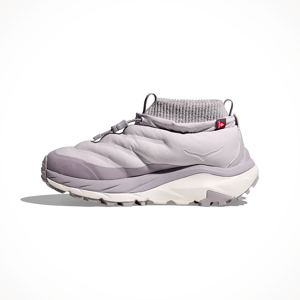 Product image: Hoka Kaha 2 Frost Moc GTX Ash Grey Foggy Grey Wo Mens 2025, shown from the left side profile.