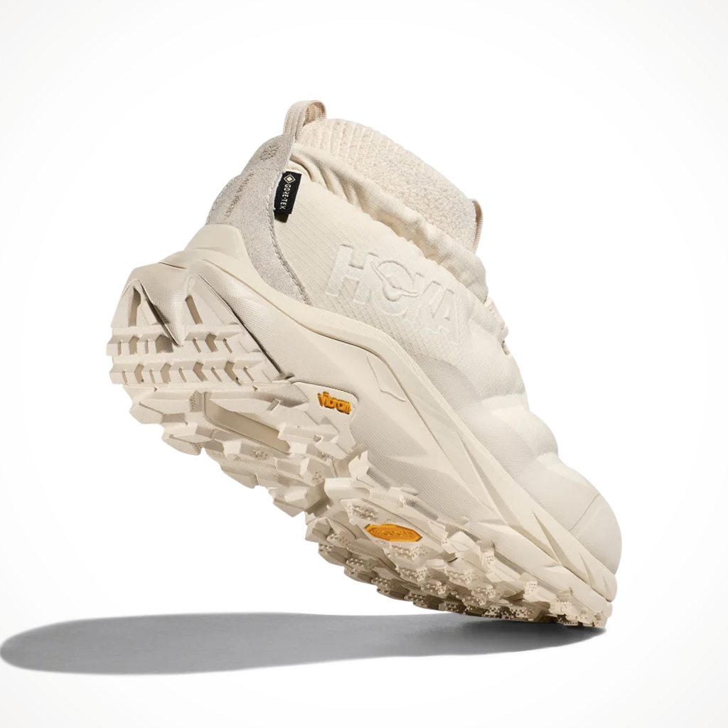Product image: Hoka Kaha 2 Frost Moc GTX Oat Milk Sesame Womens 2024, shown from a three-quarter angled view.