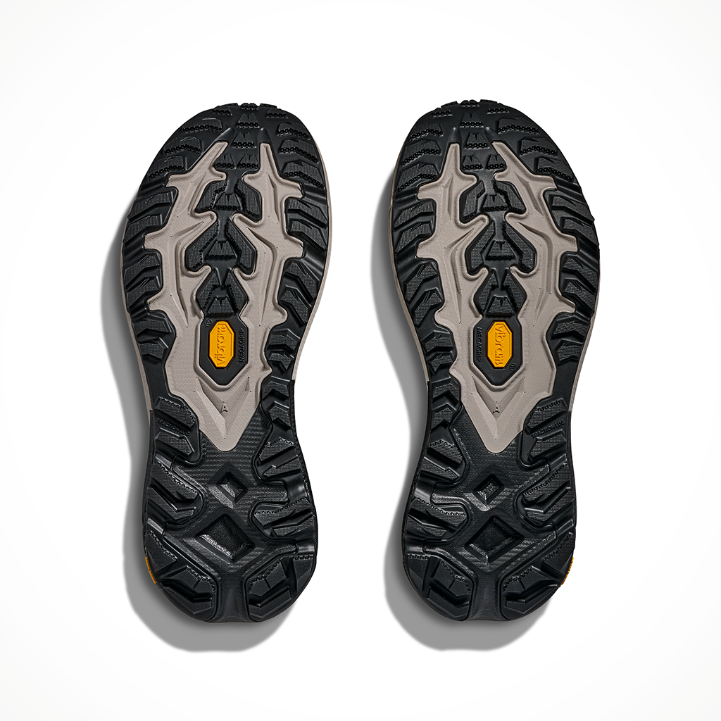 Product image: Hoka Mafate 5 Cement Black Mens 2026, showing the bottom view.