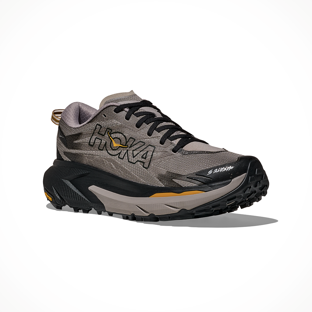 Product image: Hoka Mafate 5 Cement Black Mens 2026, shown from a three-quarter angled view.