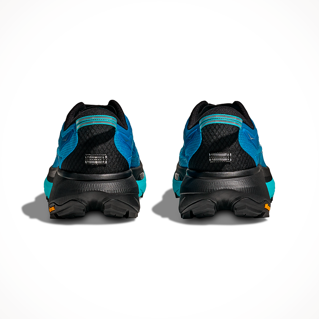 Product image: Hoka Mafate 5 Skyward Blue Black Mens 2025, shown from the back.
