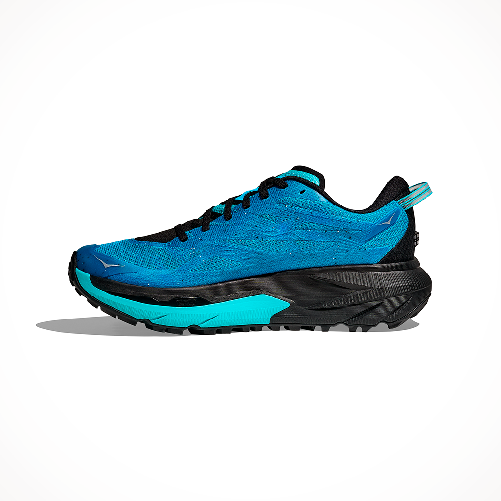 Product image: Hoka Mafate 5 Skyward Blue Black Mens 2025, shown from the left side profile.