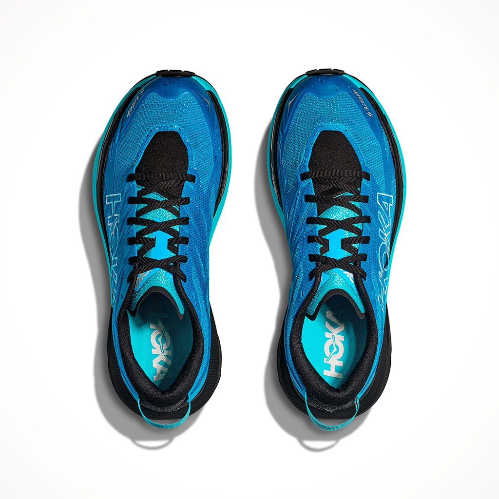 Product image: Hoka Mafate 5 Skyward Blue Black Mens 2025, shown from above.
