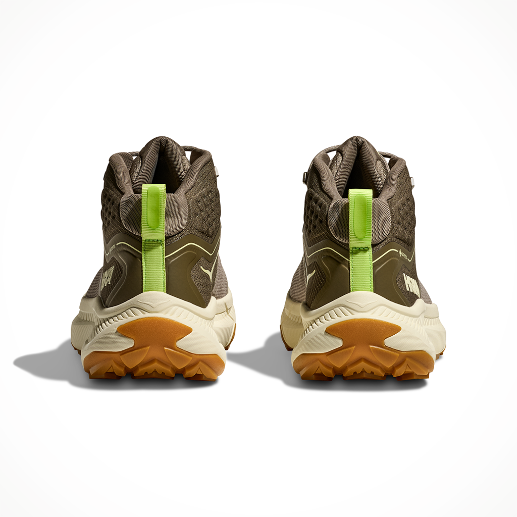 Product image: Hoka Transport Hike GTX Light Roast eggshell Mens 2026, shown from the back.