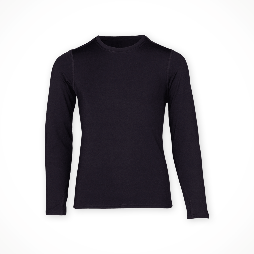 Product image: Hot Chillys ME Chamois crew blk kids 2025, shown from the back.