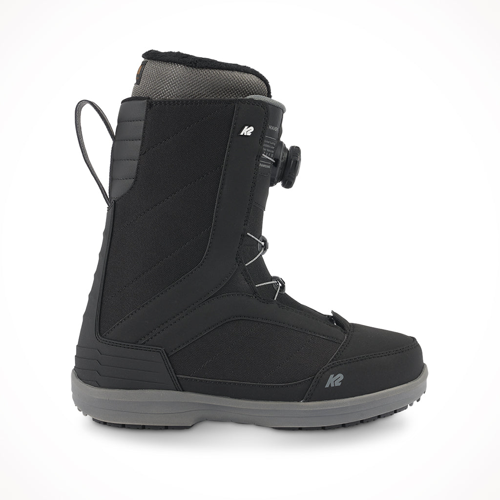 Product image: K2 Haven Black Womens Snowboard Boots 2024, side profile view.