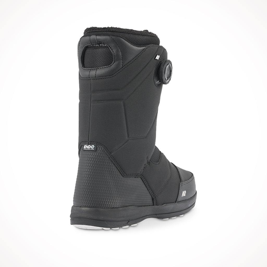 Product image: K2 Maysis Black Mens Snowboard Boots 2024 Rear, side profile view.