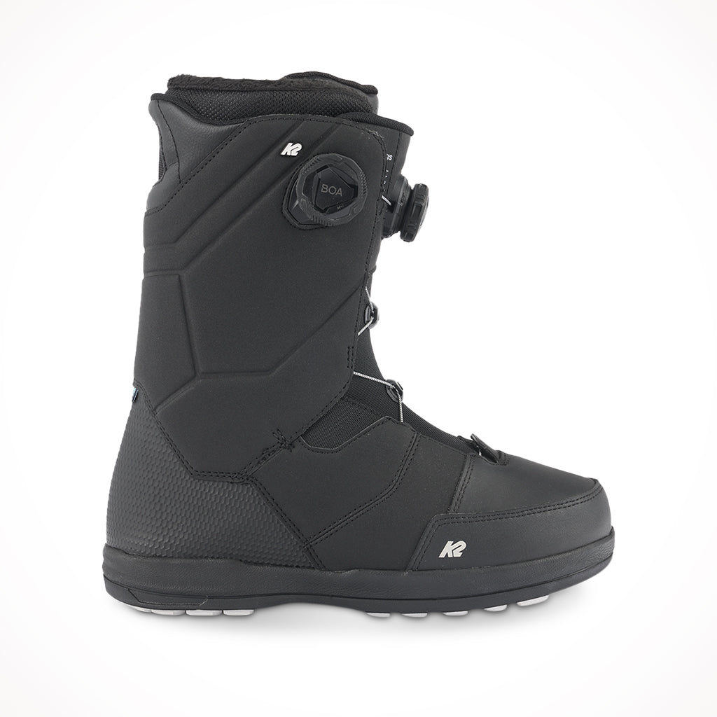 Product image: K2 Maysis Black Mens Snowboard Boots 2024, side profile view.