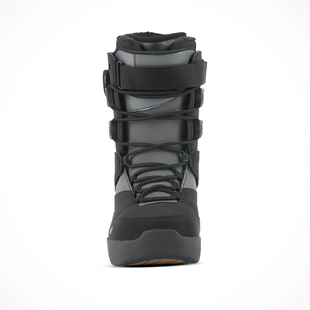 Product image: K2 Overdraft Black Mens Snowboard Boots 2024, shown from the front.