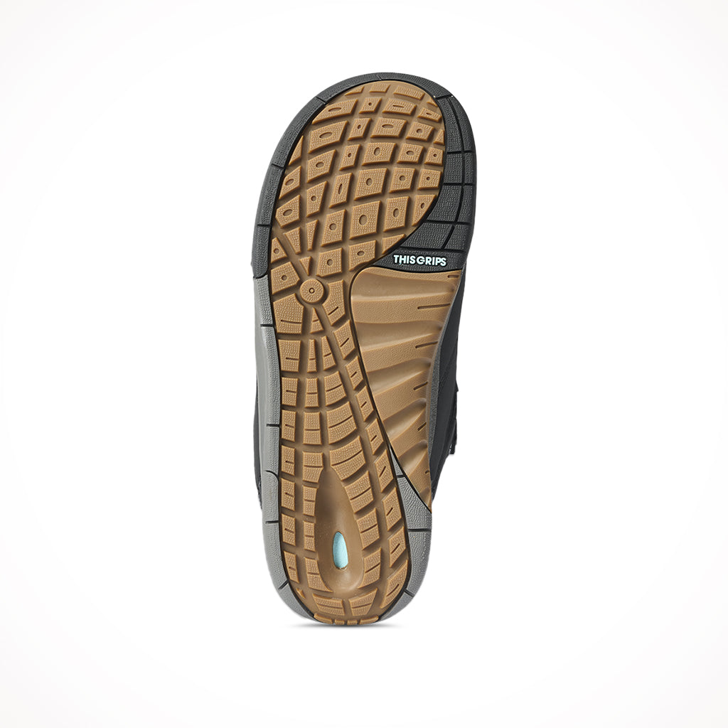 Product image: K2 Overdraft Black Mens Snowboard Boots 2024, showing the outsole tread pattern.