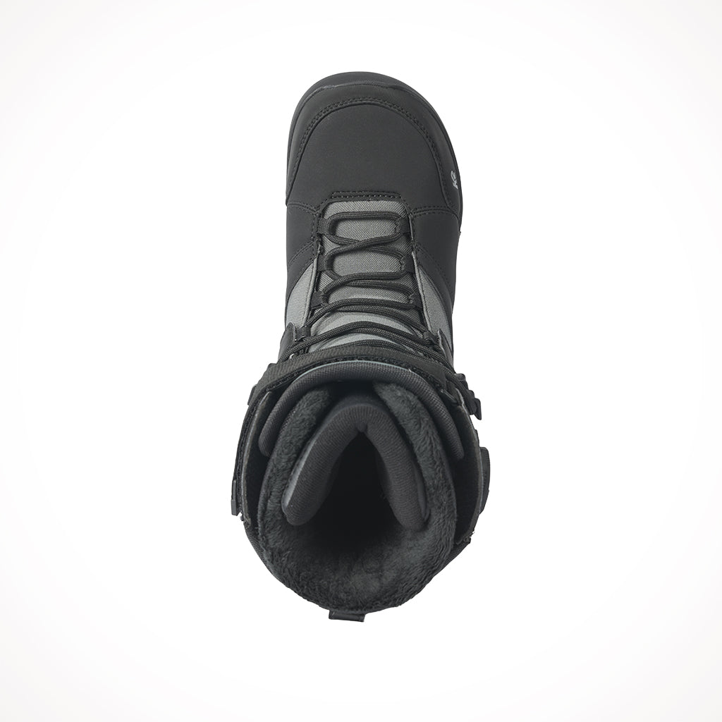 Product image: K2 Overdraft Black Mens Snowboard Boots 2024, shown from above.