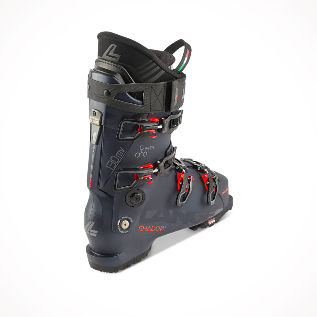 Product image: Lange Shadow 130 MV GW Ski Boots 2024 Rear, side profile view.