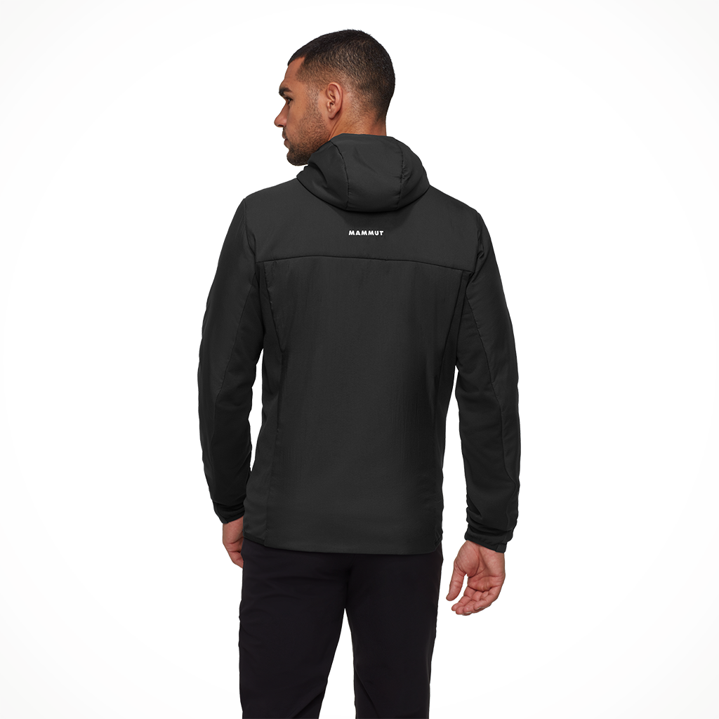 Product image: Mammut Rime Lt IN Hybrid hood jckt blck mens 25, shown from the back.
