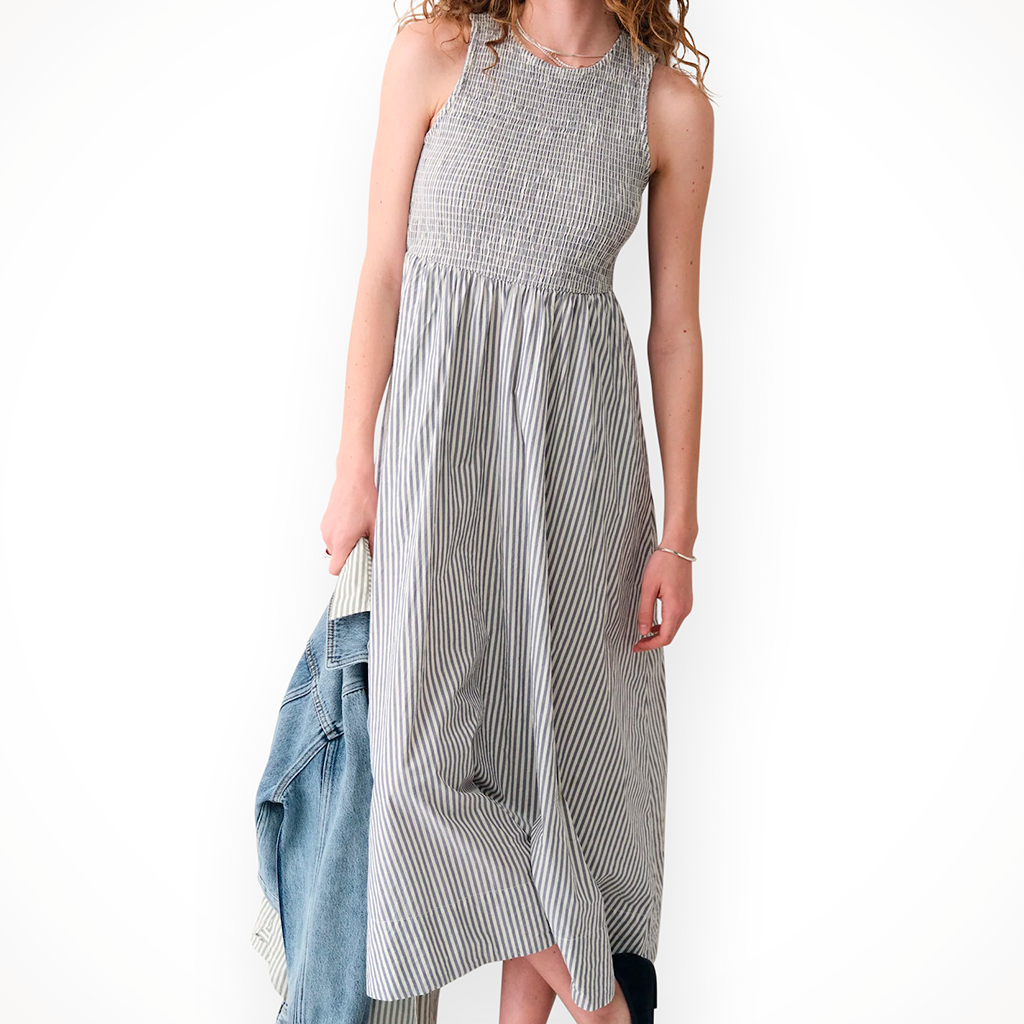 Product image: Marine Layer Darcy Poplin Smocked Dress womens 2026, shown in primary marketing view.