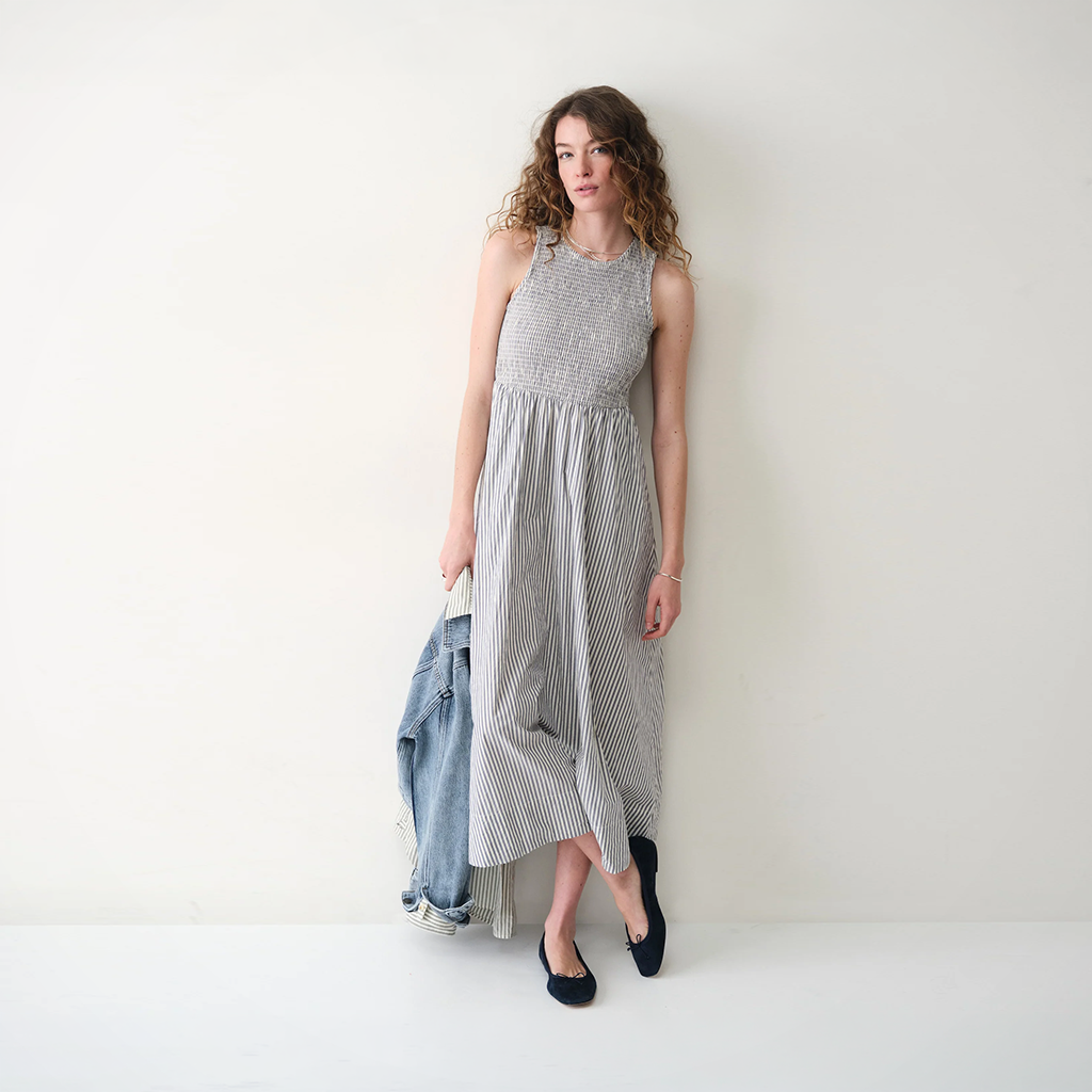 Product image: Marine Layer Darcy Poplin Smocked Dress womens 2026, shown in primary marketing view.