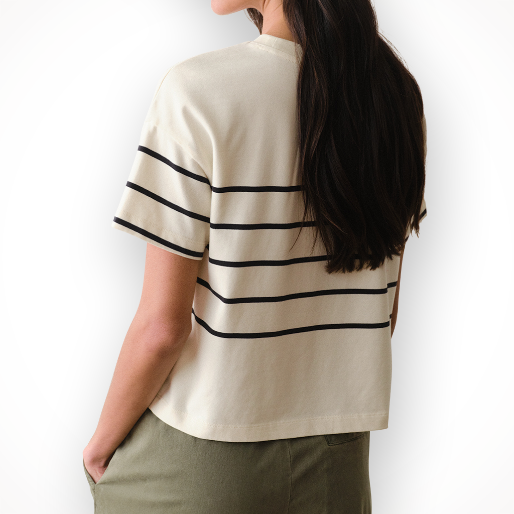 Product image: Marine Layer Luxe Sueded Crew Tee Black W Hite S Tripe Womens 2026 alt2.